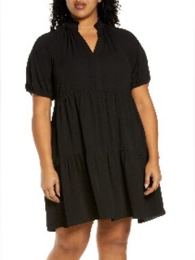 CeCe Tiered Ruffle Neck Dress